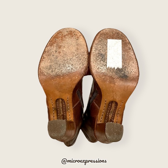 Vintage Frye Villager Brown Leather Knee High Tall Heeled Zip Up Lace Up Boots - Picture 13 of 15